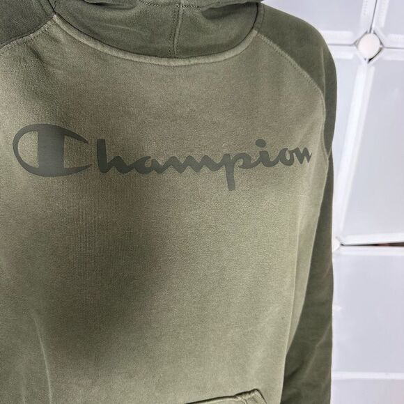 Champion Green Two Tone Hoodie Sweatshirt Size Medium - Picture 9 of 10